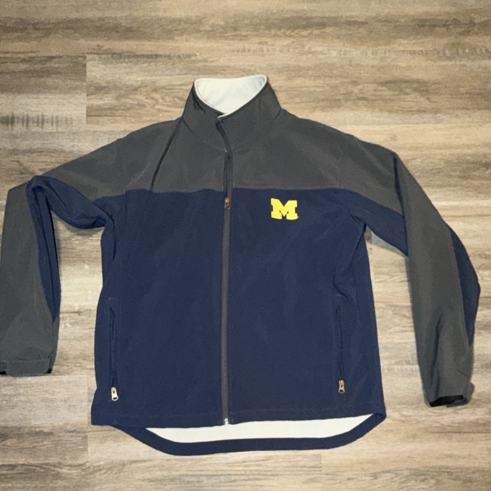 NCAA Michigan Wolverines Navy Gray Full-Zip Jacket Size L